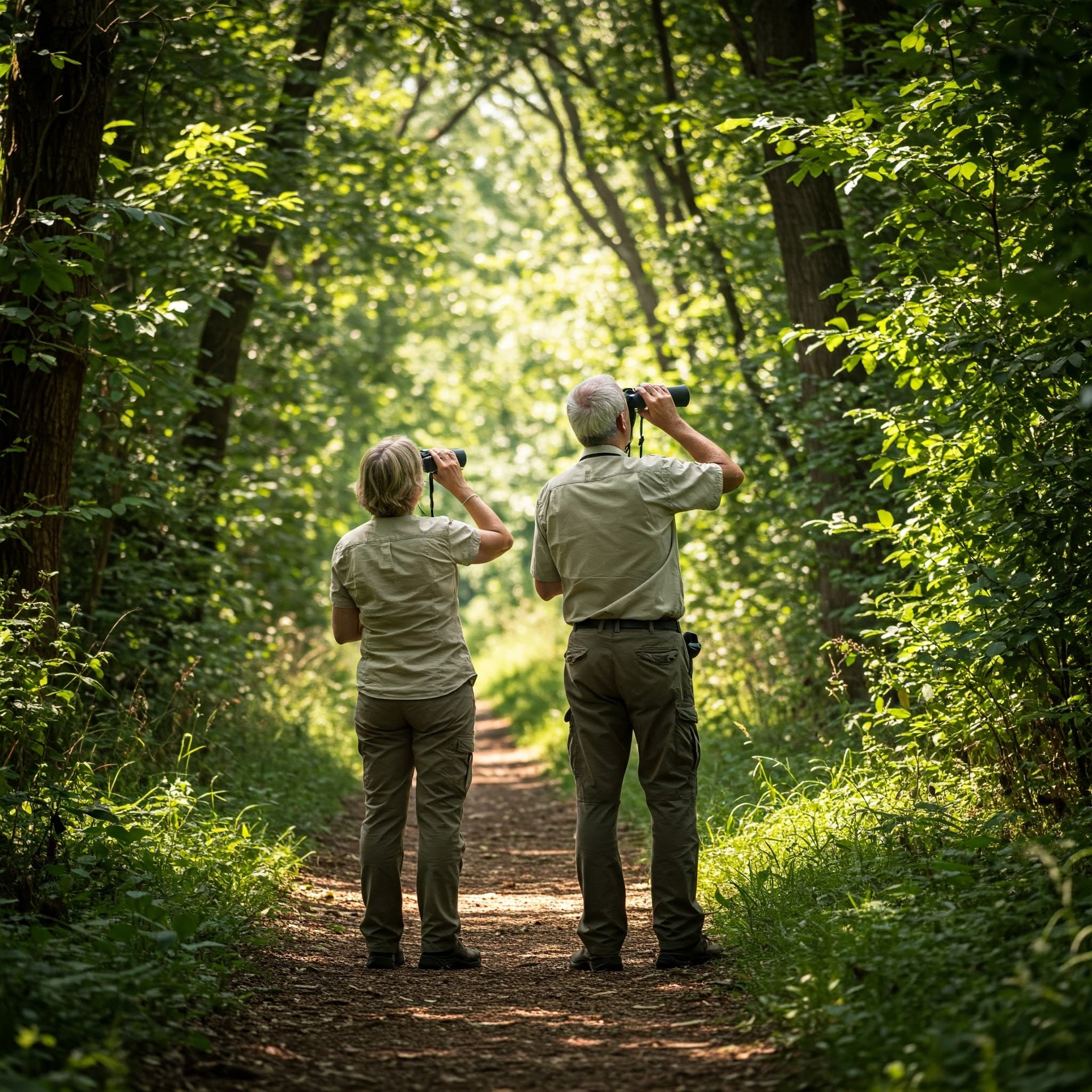 Couple birding on a trip